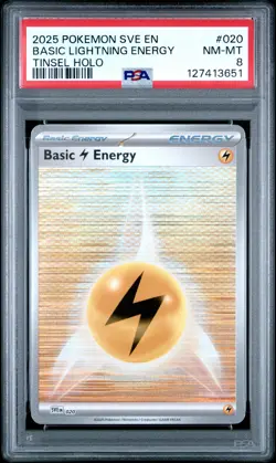 2025 POKEMON SVE EN-BASIC ENERGIES TINSEL HOLO #020 BASIC LIGHTNING ENERGY PSA 8 - Image 1