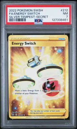2022 POKEMON SWORD & SHIELD SILVER TEMPEST SECRET FULL ART/ENERGY SWITCH PSA 7 - Image 1