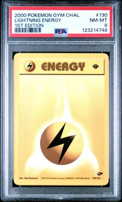 2000 POKEMON GYM CHALLENGE 1ST ED #130 LIGHTNING ENERGY PSA 8 - Image 1