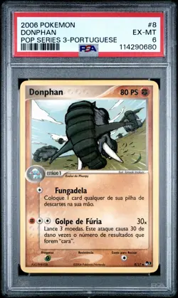 2006 POKEMON POP SER 3 PORTUGUESE #8 DONPHAN PSA 6 - Image 1