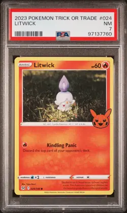 2023 POKEMON TRICK OR TRADE #024 LITWICK PSA 7 - Image 1