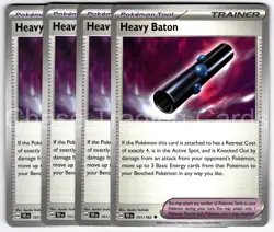 Heavy Baton 151/162 Uncommon Playset 4x Temporal Forces Pokemon Mint NM - Image 1