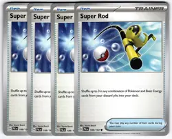 Super Rod 188/193 Common Playset 4X Paldea Evolved Pokemon TCG Mint NM - Image 1