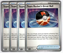 Team Rocket's Great Ball 175/182 Uncommon Playset 4x Destined Rivals Pokemon TCG - Image 1