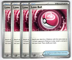 Love Ball 156/167 Uncommon Playset 4X Twilight Masquerade Pokemon TCG Mint NM - Image 1