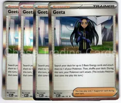 Geeta 188/197 Rare Playset 4X Obsidian Flames Pokemon TCG Mint NM - Image 1