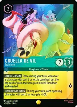 Cruella De Vil - Style Icon 143/204 Disney Lorcana Fabled LEGENDARY Cold Foil - Image 1
