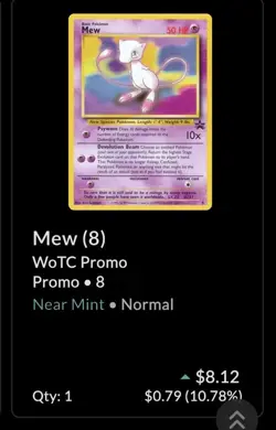 Pokemon TCG Mew Black Star Promo #8 Regular Promo Card NM/Mint Condition - Image 3