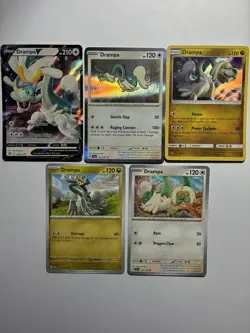 Drampa Pokemon Card Lot – Includes V and Holo Cards – NM/LP Gift Set - Image 1