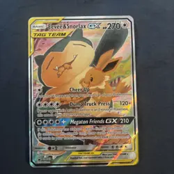 Pokemon TCG Eevee & Snorlax GX SM169 Holo Card MP Condition - Image 1