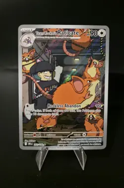Team Rocket's Raticate 202/182 Destined Rivals Full Art Pokemon Card NM - Image 1