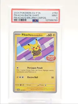 PIKACHU BERKEMEJA BATIK 2024 POKEMON INDONESIA JOURNEY 154/SV-P PSA 9 Q0004 - Image 1