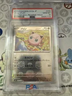 Jigglypuff 2023 Pokemon Japanese Sv2a 151 Master Ball Reverse Holo #039 PSA 10 - Image 1