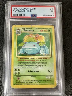 1999 Pokemon Base Set VENUSAUR HOLO PSA 1 Awesome Heavy Played OG 15/102 - Image 1