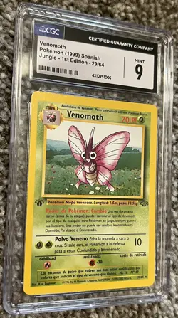 1999 Spanish Venomoth 1st Edition 13/64 NON-Holo Jungle Pokemon CGC 9 Mint - Image 1