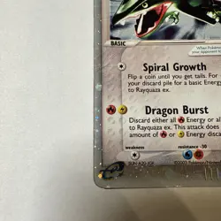 2003 Pokemon Rayquaza ex 97/97 EX Dragon Ultra Rare Holo w/ Swirl - Image 3