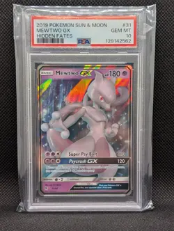 2019 POKEMON SUN & MOON HIDDEN FATES #31 MEWTWO GX PSA 10 - Image 1