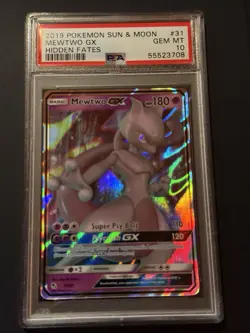 2019 Mewtwo GX 31/68 Pokemon Sun & Moon Hidden Fates PSA 10 - Image 1