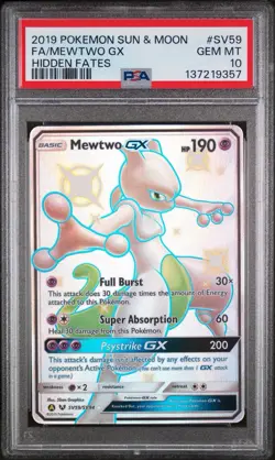 2019 Mewtwo GX 31/68 Pokemon Sun & Moon Hidden Fates Psa 10 - Image 1