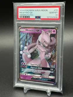 2019 Pokemon Sun & Moon - Mewtwo GX 31/68 Hidden Fates PSA 10 - Image 1