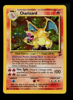 #3 Charizard 4/130 Base Set 2 2000 Holo Rare SWIRL Pokemon Card TCG - Image 1