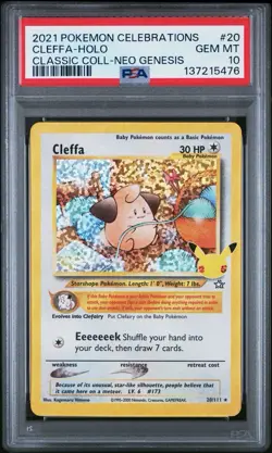 PSA 10 Gem Mint Cleffa 20/111 Celebrations TCG Pokemon Card Classic - Image 1