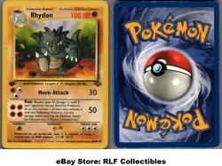 1999 Pokemon, Jungle, #45/64 Rhydon, 1st Edition, Uncommon (b) - Image 1