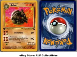 1999 Pokemon, Fossil, #36/62 Golem, 1st Edition, Uncommon - Image 1