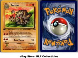 1999 Pokemon, Fossil, #37/62 Graveler, 1st Edition, Uncommon - Image 1
