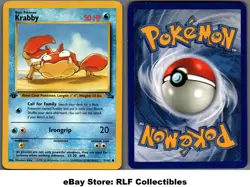1999 Pokemon, Fossil, #51/62 Krabby, 1st Edition, Common - Image 1