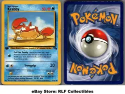 1999 Pokemon, Fossil, #51/62 Krabby, 1st Edition, Common (b) - Image 1