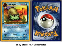 1999 Pokemon, Fossil, #52/62 Omanyte, 1st Edition, Common (b) - Image 1