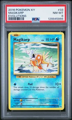 2016 POKEMON XY EVOLUTIONS #33 MAGIKARP PSA 8 - Image 1