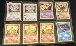 26- Pokemon Base set Lot Charmander Meowth Squirtle Mr Mime Nice Condition - Image 1
