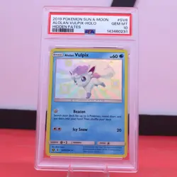 2019 Pokemon TCG S&M Hidden Fates Shiny Vault SV8 Alolan Vulpix PSA 10 - Image 1