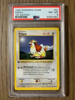 PSA 8 - Pokemon PIDGEY - 1st EDITION Shadowless Base Set - 57/102 - Common - Image 1
