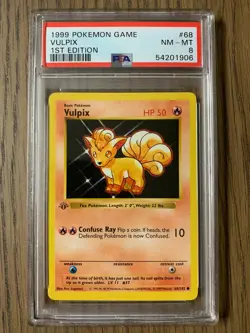 PSA 8 - Pokemon VULPIX - 1st EDITION Shadowless Base Set - 68/102 - Grey Stamp - Image 1