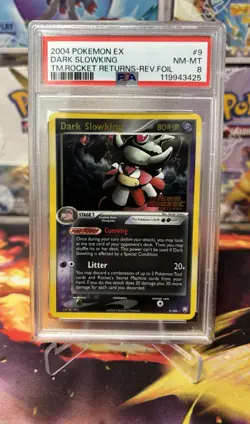 PSA 8 Dark Slowking 9/109 EX Team Rocket Returns Reverse Holo Foil Pokemon 2004 - Image 1