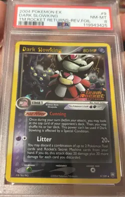 PSA 8 Dark Slowking 9/109 EX Team Rocket Returns Reverse Holo Foil Pokemon 2004 - Image 3