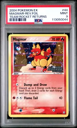 2004 POKEMON EX TEAM ROCKET RETURNS MAGMAR #44 REVERSE PSA 9 MINT #113050044 - Image 1