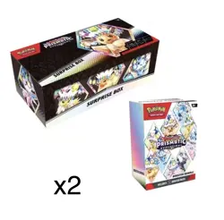 LOT OF 2 Pokemon Prismatic Evolutions Surprise Box+Booster Bundle Sams Club Set - Image 1