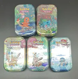Pokemon TCG Kanto Friends Mini Tins Sealed Set of 5 H24 Pack Version with Box - Image 1