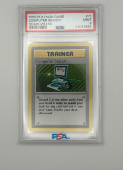 1999 Pokemon Game Computer Search #71 Shadowless PSA 9 - Image 1