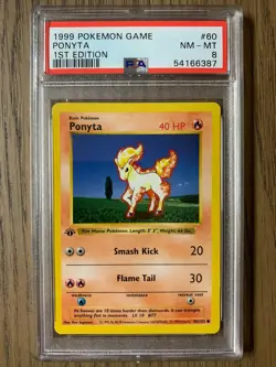 PSA 8 - Pokemon PONYTA - 1st EDITION Shadowless Base Set - 60/102 - Common - Image 1