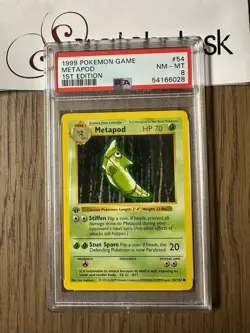 PSA 8 - Pokemon METAPOD - 1st EDITION Shadowless Base Set - 54/102 - Common - Image 1