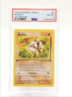 MANKEY 1999 POKEMON JUNGLE 1ST EDITION COMMON 55/64 PSA 8 Q0004 - Image 1