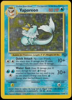 Vaporeon 12/64 Pokemon TCG Jungle Set Holo Rare - Image 1