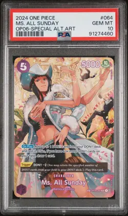 2024 One Piece OP06 EN Special Alternate Art #064 Ms. All Sunday PSA 10 GEM MINT - Image 1