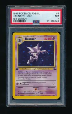 PSA 7 HAUNTER 6/62 1ST EDITION FOSSIL HOLO 1999 POKEMON TCG - Image 1