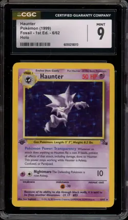 Pokemon Haunter Fossil 1st Edition Holo Rare #6 CGC 9 Mint - Image 1